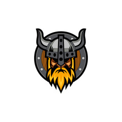 Vintage viking with shield vector stock. Vikings Team logo.