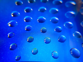 water drops on blue background