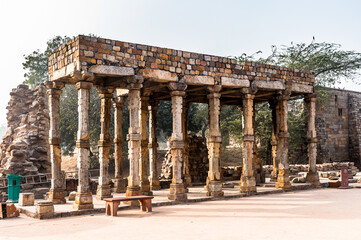 Fototapeta premium It's Qutb complex (Qutub), an array of monuments and buildings at Mehrauli in Delhi, India. UNESCO World Heritage Site
