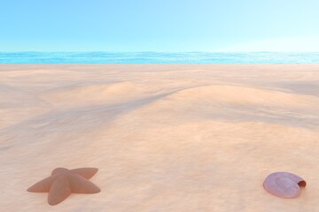 Sand beach at noon, 3D Rendering