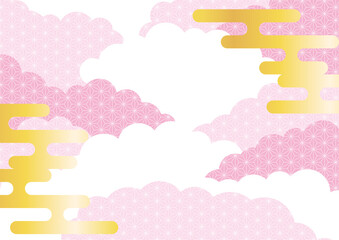 霞と雲の背景（和柄）