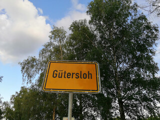 Town sign of a town in Germany, made famous by Covid-19