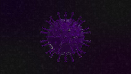 コロナウィルスのCGイメージ　紫　黒背景