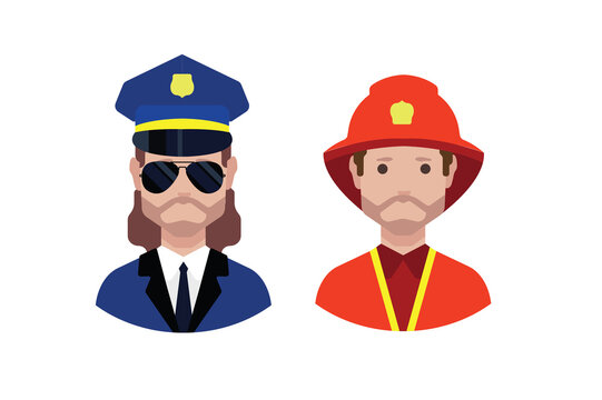 Officer Police, firefighter Vector icon