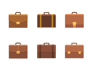 Set of briefcase vector icons for web design in flat style