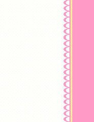 frame of pink lace on white background with polka dots