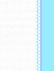 frame of light blue lace on white background with polka dots