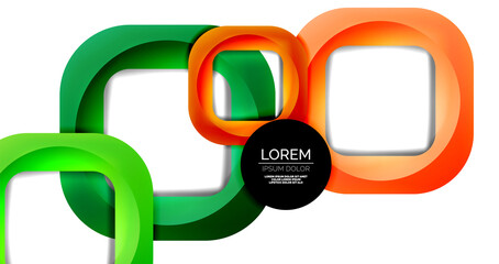 Fototapeta premium Square geometric vector abstract background, dynamic modern minimal template. Multicolored square shapes with round corners overlapping each other