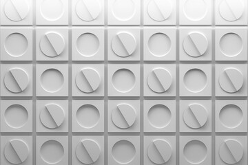 Abstract white geometric pattern with circular round shapes and depth paper effect