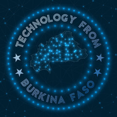 Technology From Burkina Faso. Futuristic geometric badge of the country. Technological concept. Round Burkina Faso logo. Vector illustration.