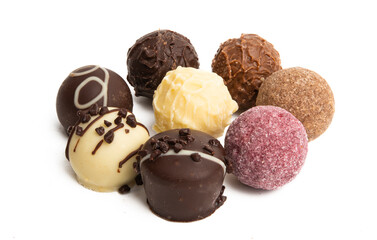 chocolate truffles isolated
