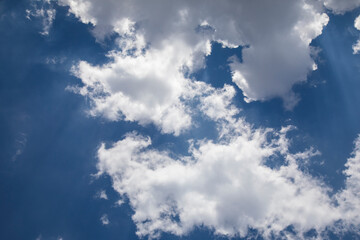 beautiful fluffy clouds and blue sky