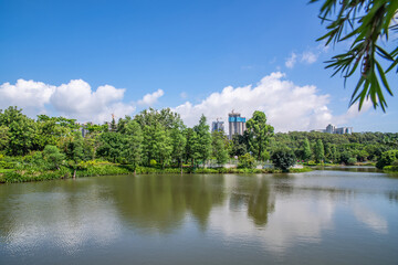 Lake scenery in Puzhou Garden, Nansha District, Guangzhou, China