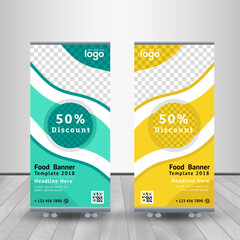 Food & Restuaruant concep Roll yp banner. Universal stand for Restuaruant - Vector.	