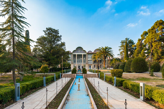It's Qavam House and nature of the Eram Garden, historic Persian garden in Shiraz, Iran. UNESCO World heritage site