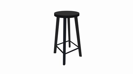 Vector Isolated Illustration of a Black Wooden Stool