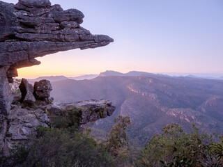 The Balconies at the Grampians mountain ranges in Halls Gap, Victoria, Australia in the hours before Sunrise - obrazy, fototapety, plakaty