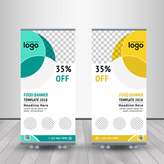 Food & Restuaruant concep Roll yp banner. Universal stand for Restuaruant - Vector.	