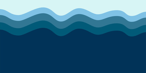 Blue wave background in papercut style