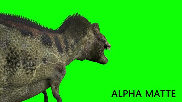 Dinosaur animation on green screen. GI render, realistic motion