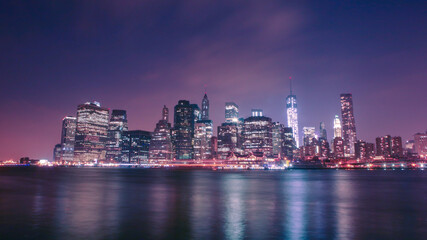 Fototapeta na wymiar Night view of Downtown Manhattan in New York City