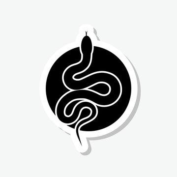 Snake sticker icon isolated on gray background