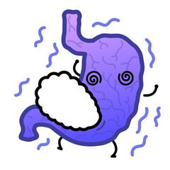 Cute cartoon character of stomach(Dysfunction)