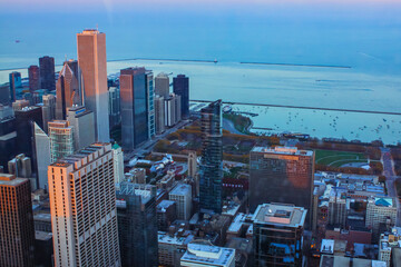 Fototapeta na wymiar Chicago Skyline at sunset