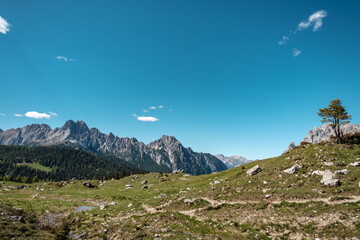 Exploration spring day in the beautiful Carnic Alps, Friuli-Venezia Giulia, Italy