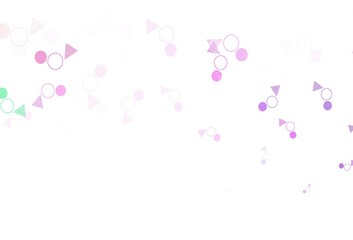 Light Green, Red vector background with triangles, circles.
