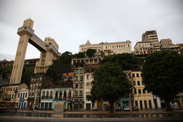 Salvador lower town with elevator lacerda, Salvador, Bahia, Brazil 