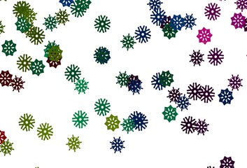 Light Multicolor, Rainbow vector template with ice snowflakes.