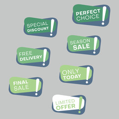 Set of sale stickers. Colorful abstract design.