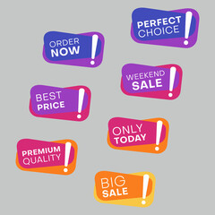 Set of sale stickers. Colorful abstract design.