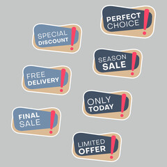 Set of sale stickers. Colorful abstract design.