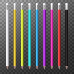 Realistic Pencil Isolated on Transparent Background. Vector illustration