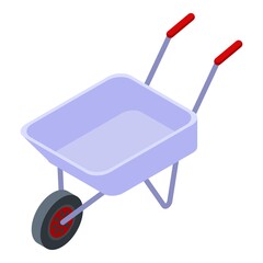Farm wheelbarrow icon. Isometric of farm wheelbarrow vector icon for web design isolated on white background