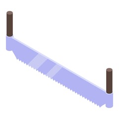 Double hand saw icon. Isometric of double hand saw vector icon for web design isolated on white background