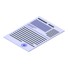 Realtor contract icon. Isometric of realtor contract vector icon for web design isolated on white background