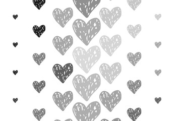 Light Gray vector pattern with colorful hearts.