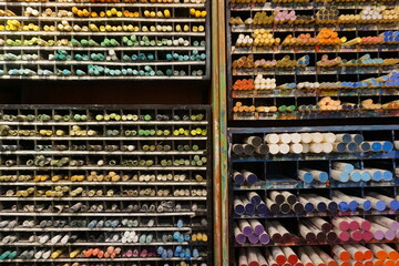 Crayons at an art supply shop