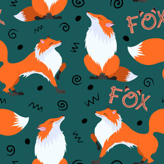 Cute red chanterelles on a green background.