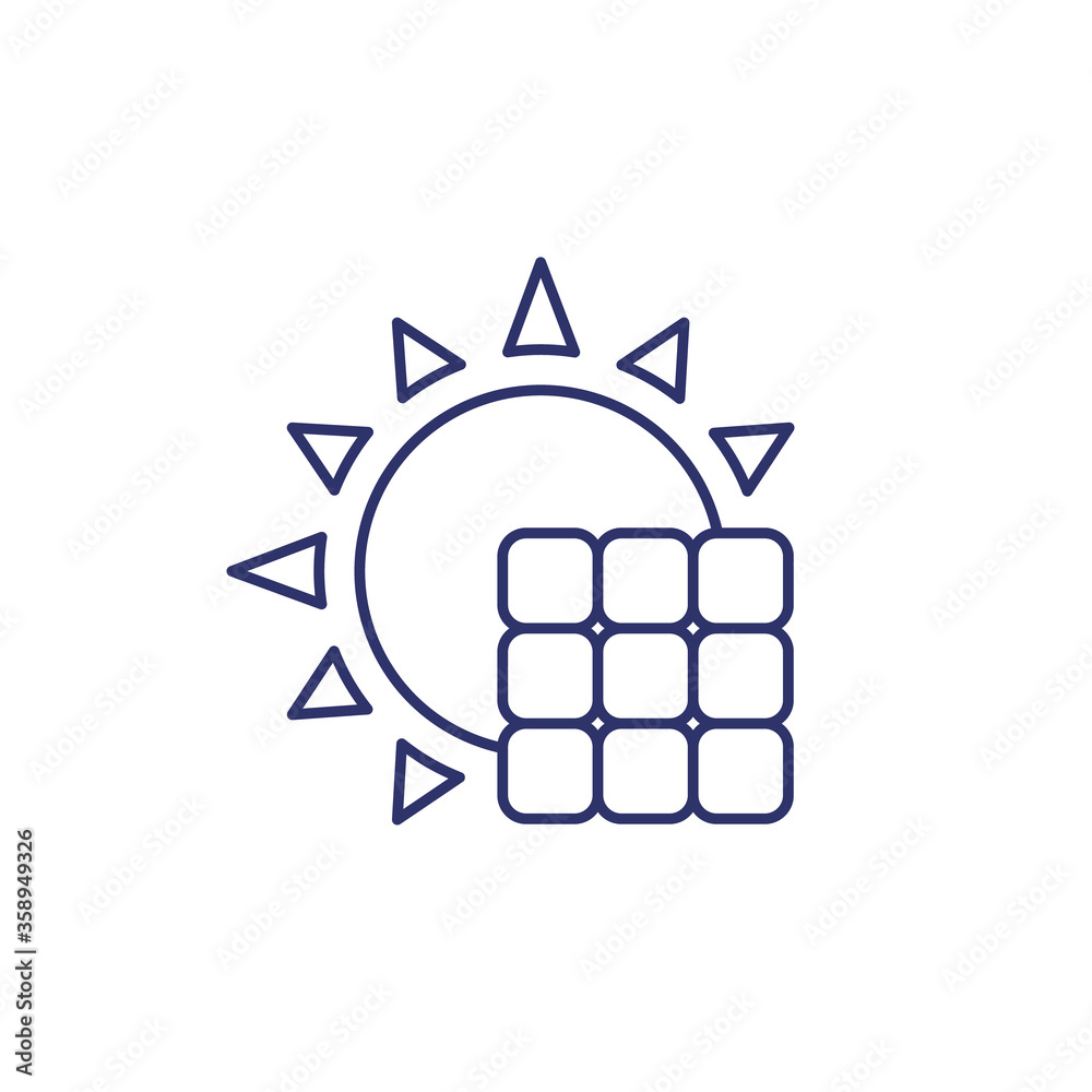 Poster solar panel icon, line vector