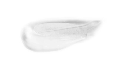 close up of white cream sample on white background