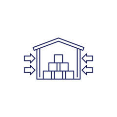 warehouse, storage facility line icon