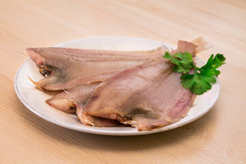 fresh fish, roosters with parsley