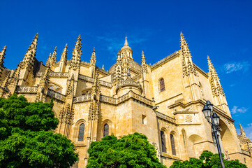 Fototapeta na wymiar It's Segovia Cathedral, a Roman Catholic religious church in Segovia, Spain.
