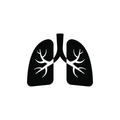 Human lungs vector icon, black silhouette isolated on white background, flat minimal design, eps 10.