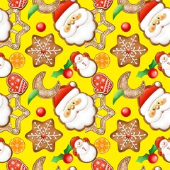 Christmas seamless print. Patterns for packaging, fabrics and patterns. Qualitative illustrations for your creativity.