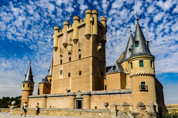 Fototapeta na wymiar It's Alcazar of Segovia (Segovia Castle), a stone fortification, located in the old city of Segovia, Spain.